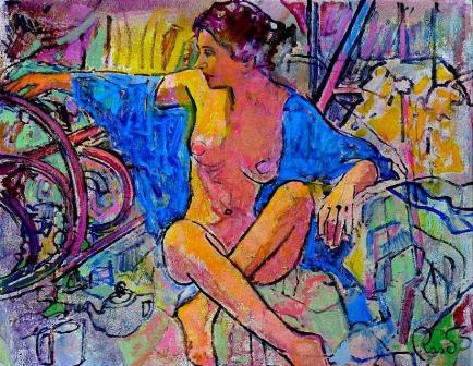 &quot;El descanso&quot;, óleo s / t, 93 x 72 cm.